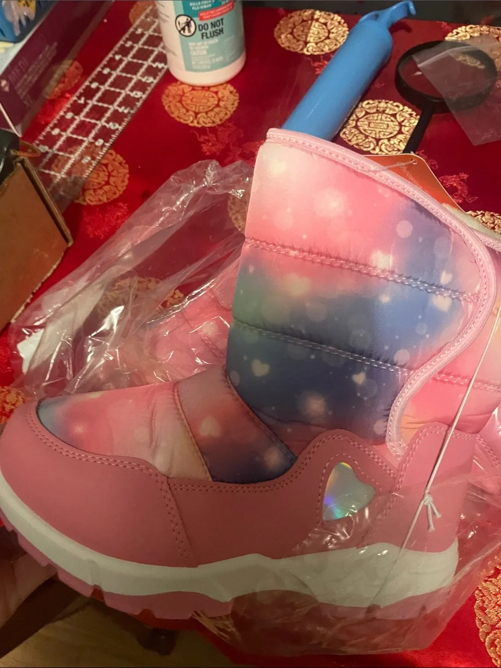 Kids Pink Galaxy Winter Boots